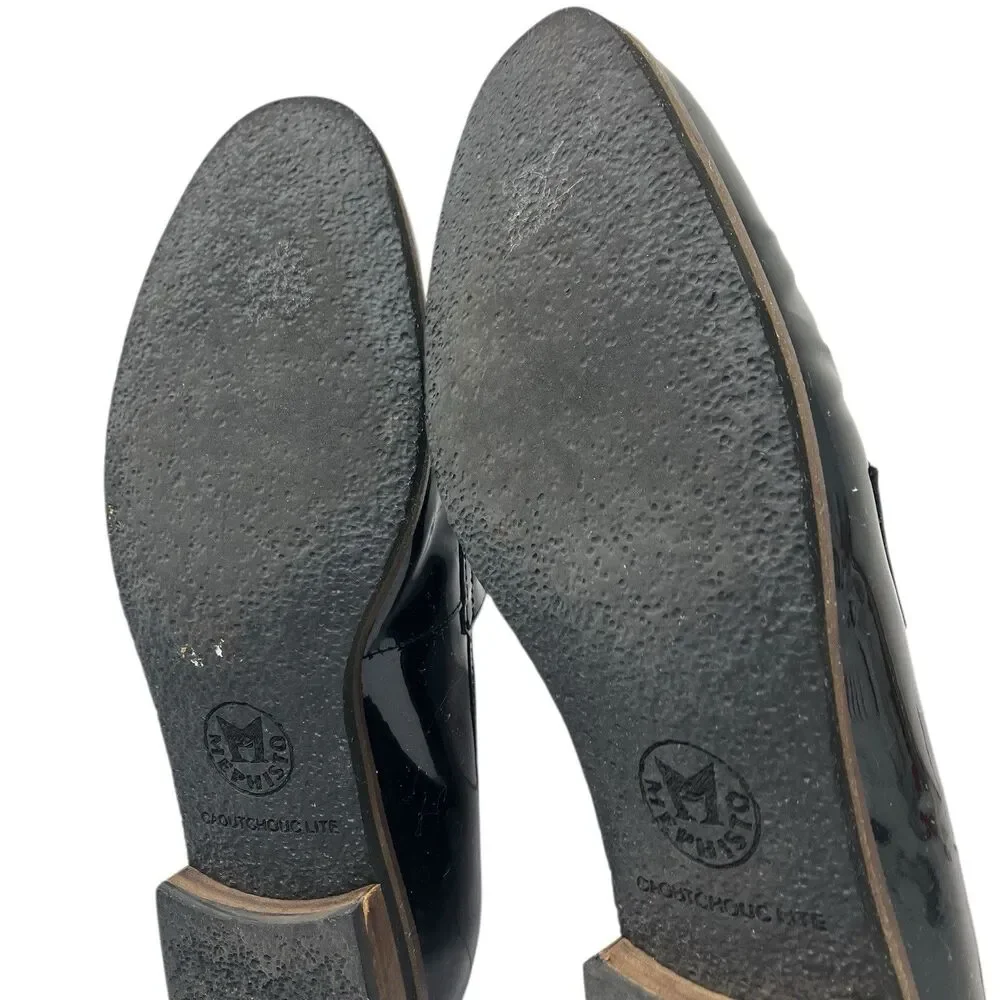 Mephisto Black Patent Leather Tassel Luxe Euro Preppy Loafers Comfort Womens 10‎